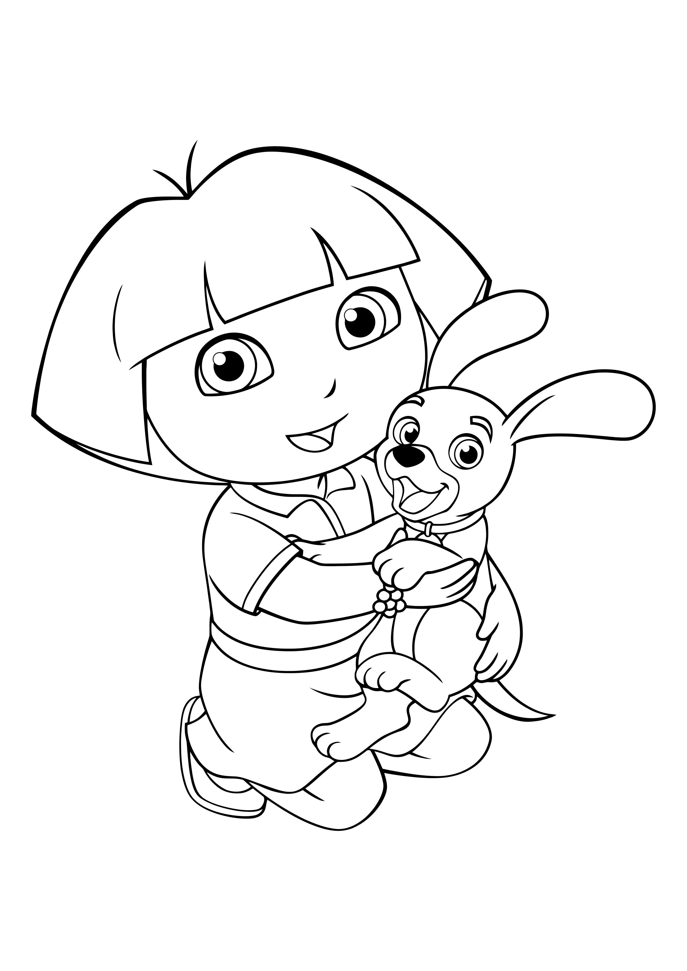 Coloring page Dora the Explorer Dora and the puppy