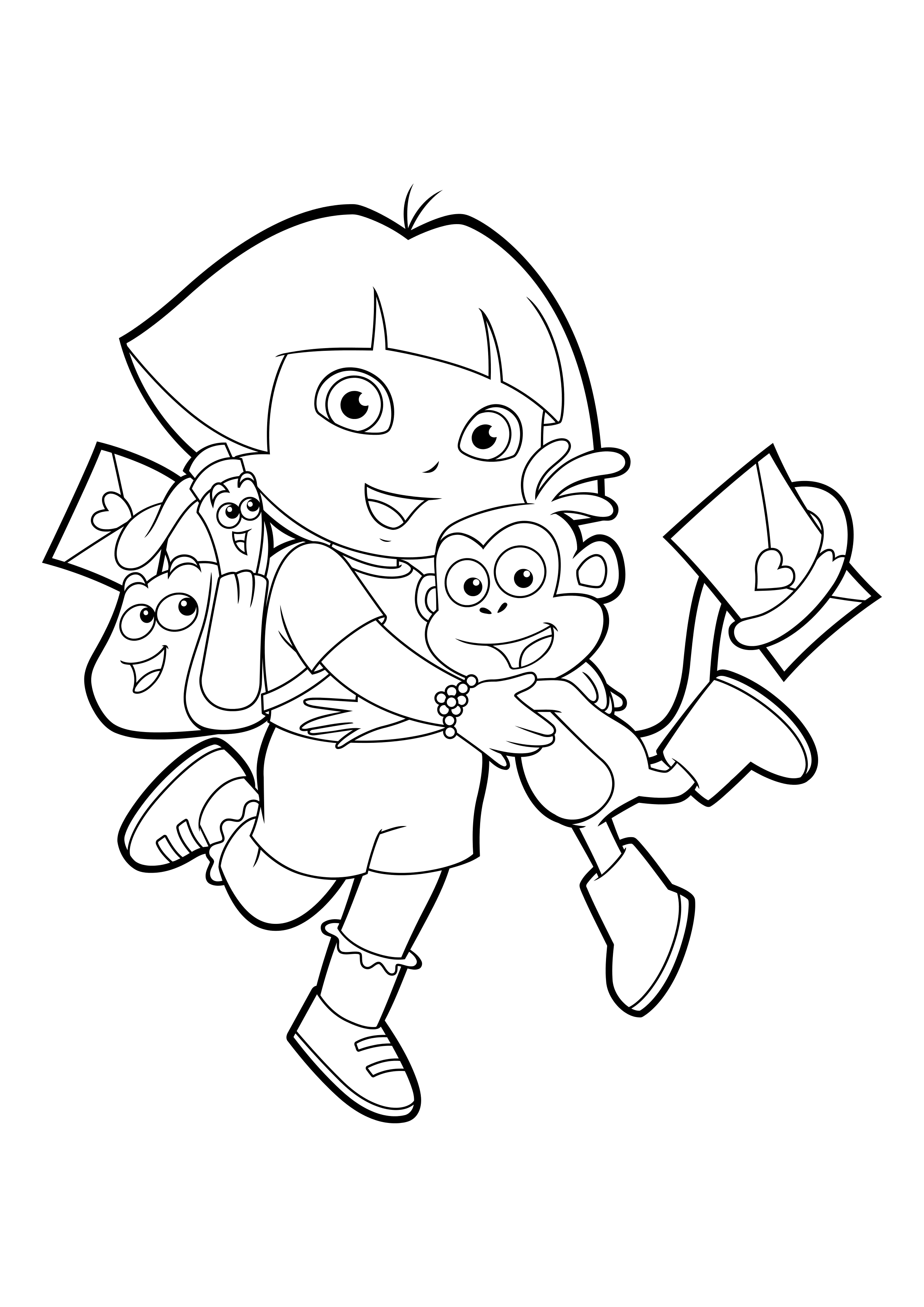 Ausmalbild Dora the Explorer Dora und die Stiefel