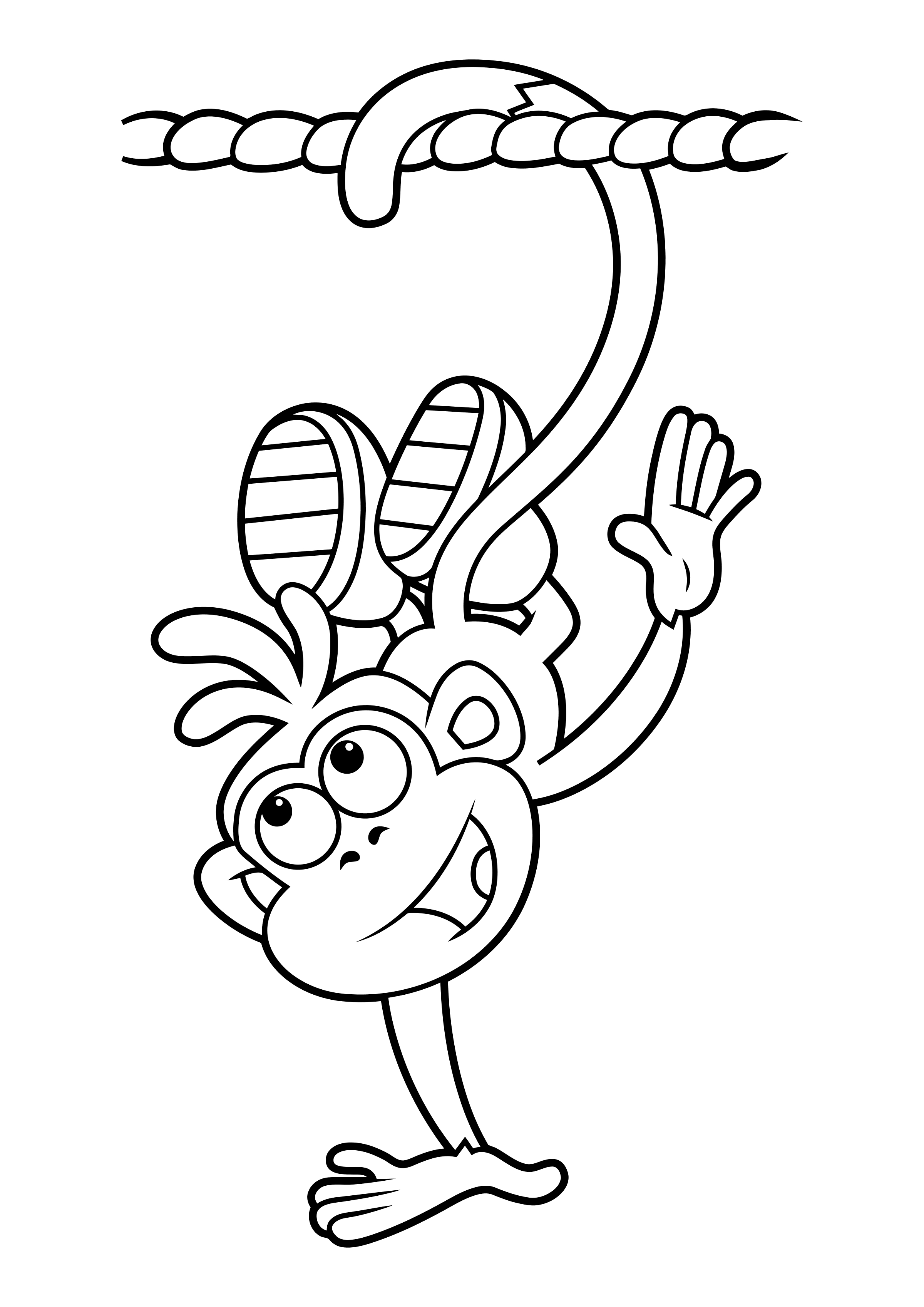 Coloring page Dora the Explorer Monkey on a tightrope