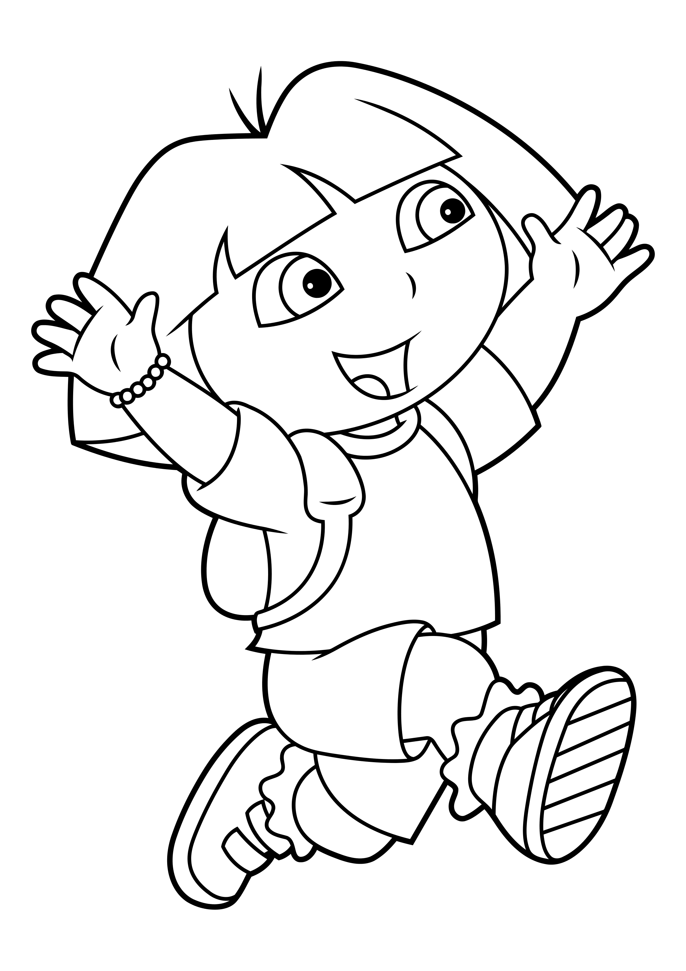 Ausmalbild Dora the Explorer Dora läuft, um Rätsel zu lösen
