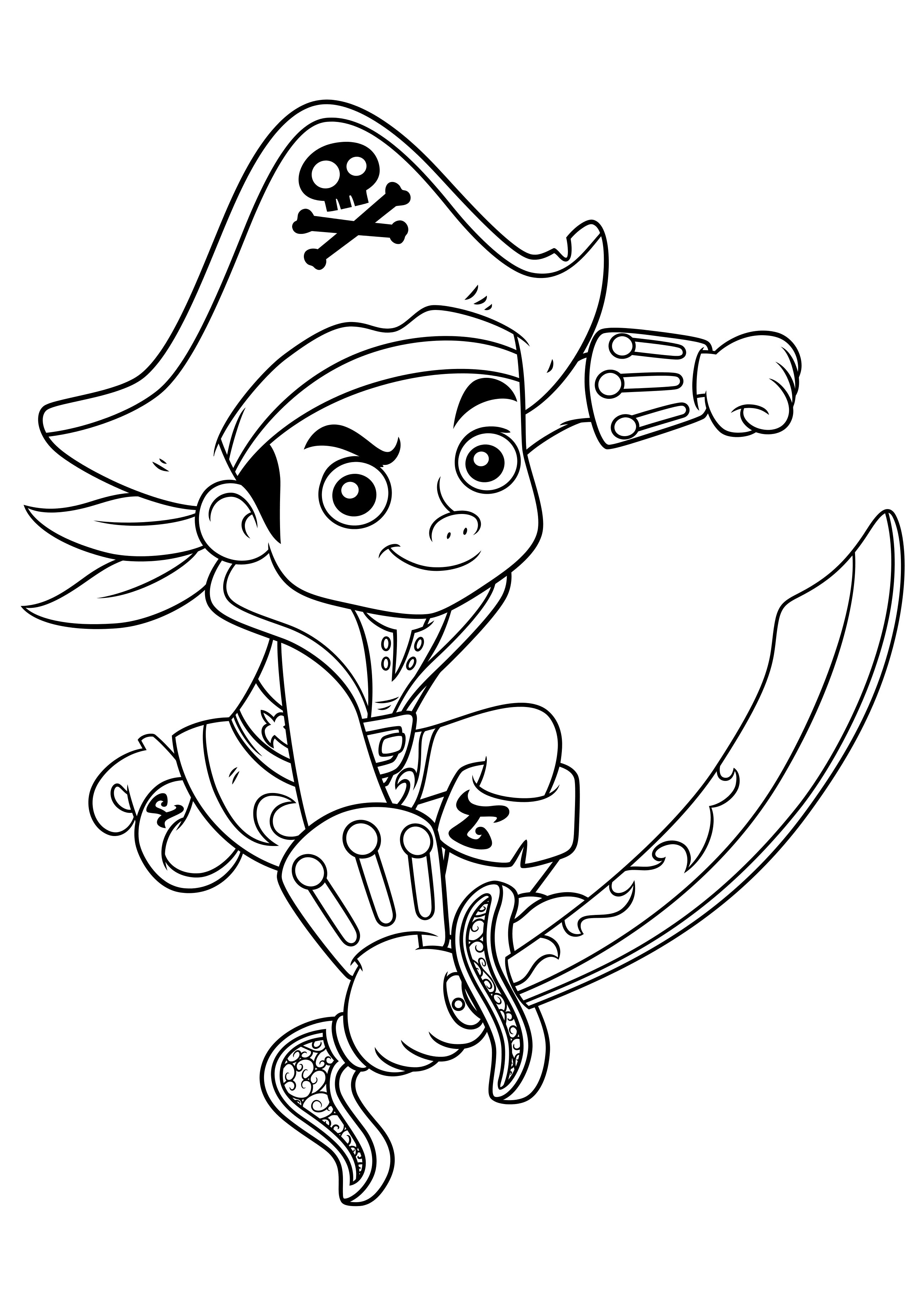 Ausmalbild Jake und den Nimmerland-Piraten Captain Jack