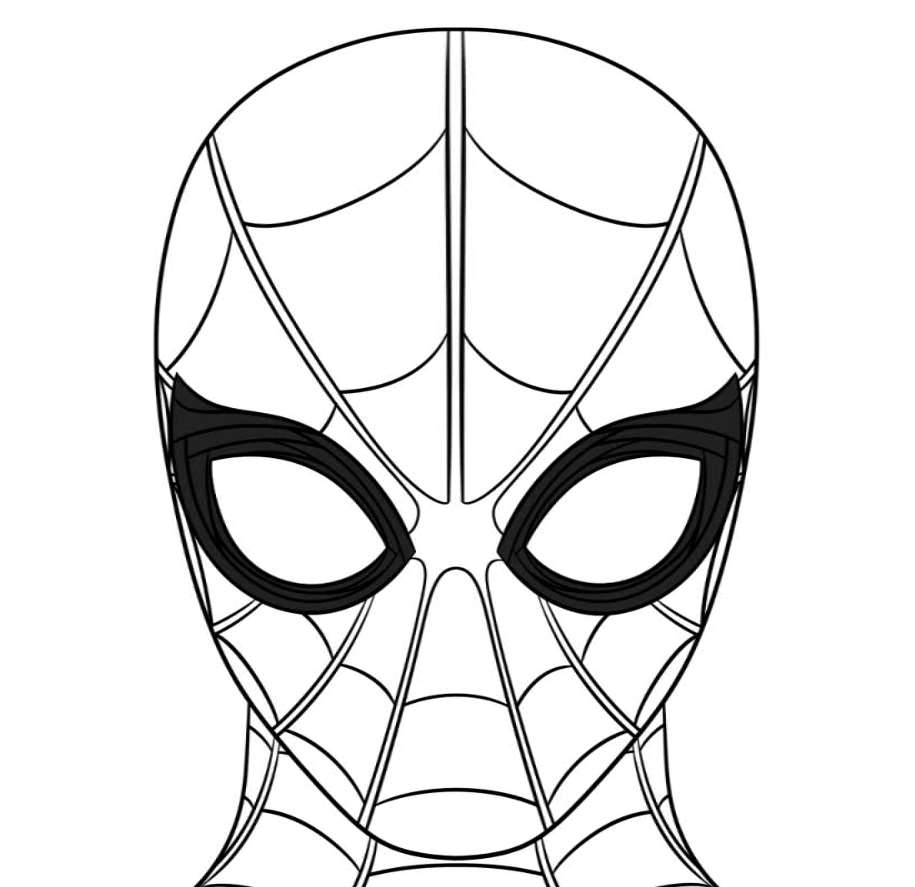 Ausmalbild Spider-Man: No Way Home Spiderman-Maske