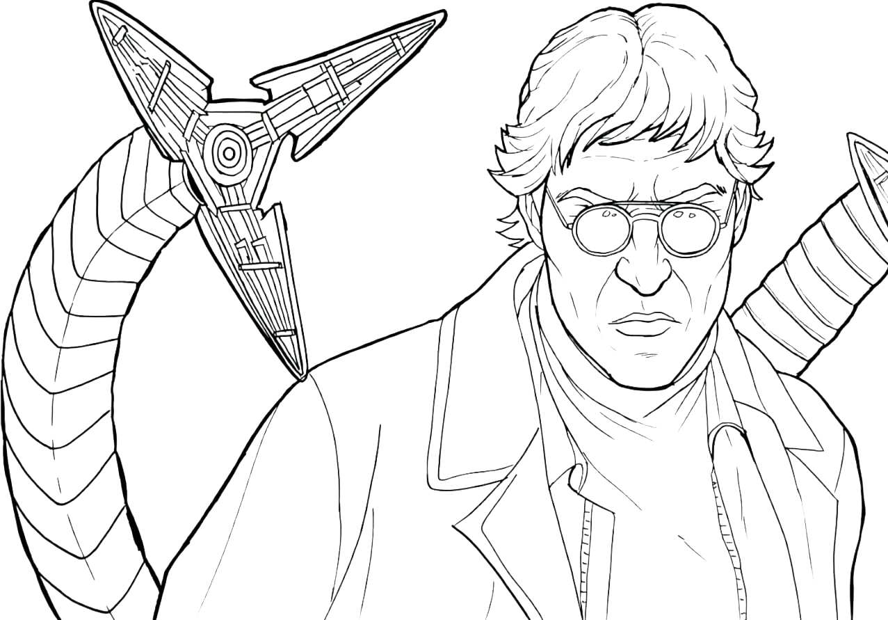 Coloring page Spider-Man: No Way Home Doctor Octopus - detailed drawing