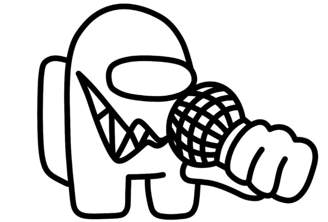 Coloring page Among Us a traitor with a microphone