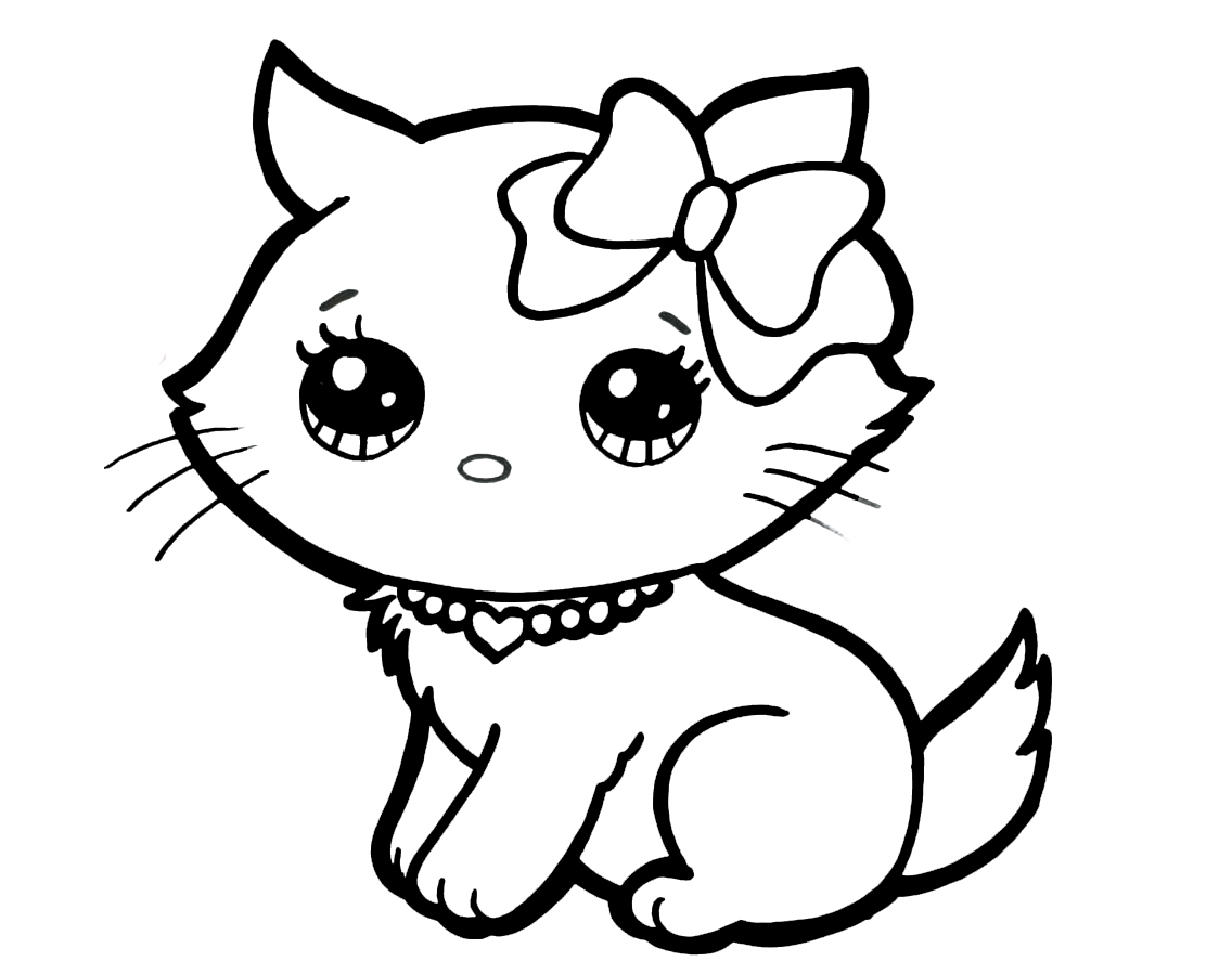Coloring page Animals for children 5-6 years old Kitty for girls 5-6 years old
