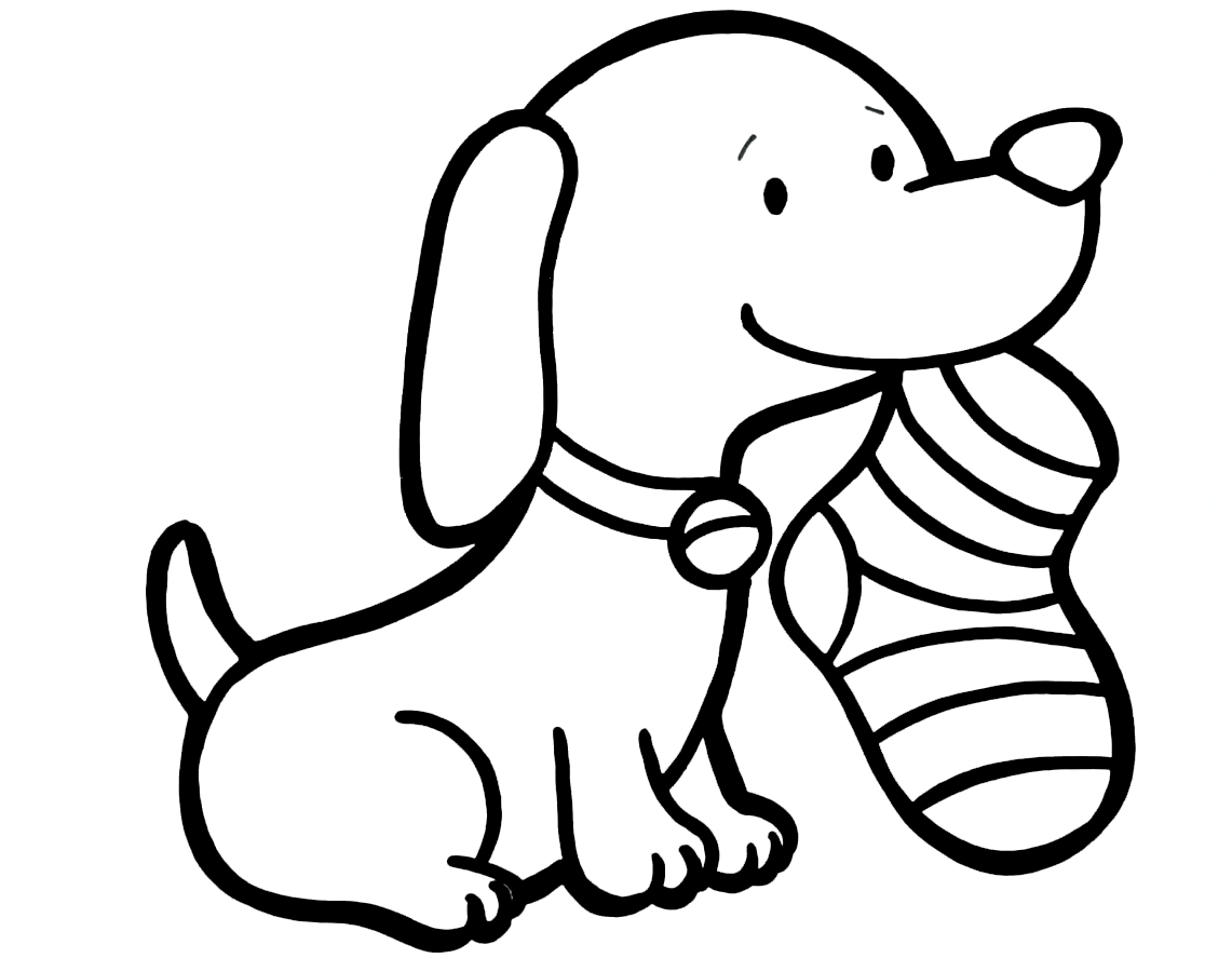 Ausmalbild Tiere für Kinder von 5-6 Jahren Doggy und Socke