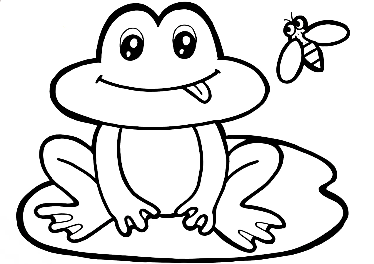 Coloring page Animals for children 5-6 years old Frog and Bee
