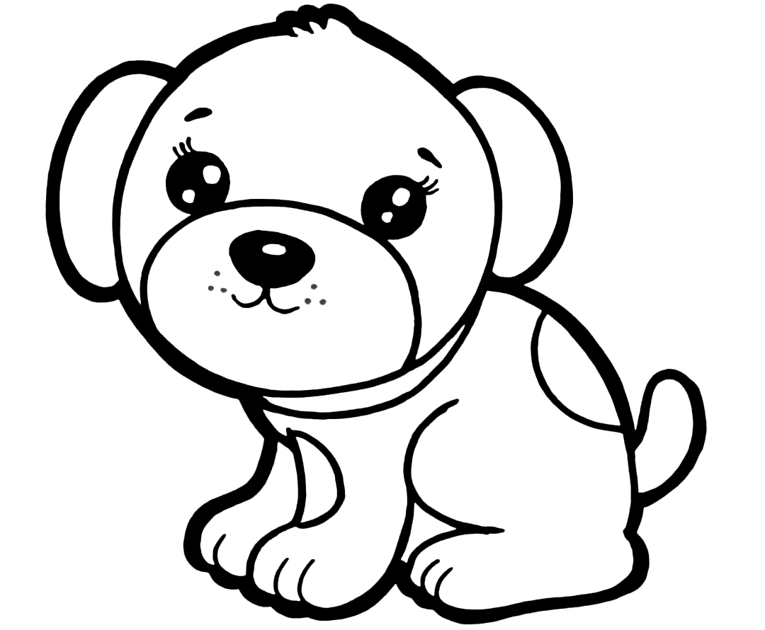 Coloring page Animals for children 5-6 years old A puppy for children