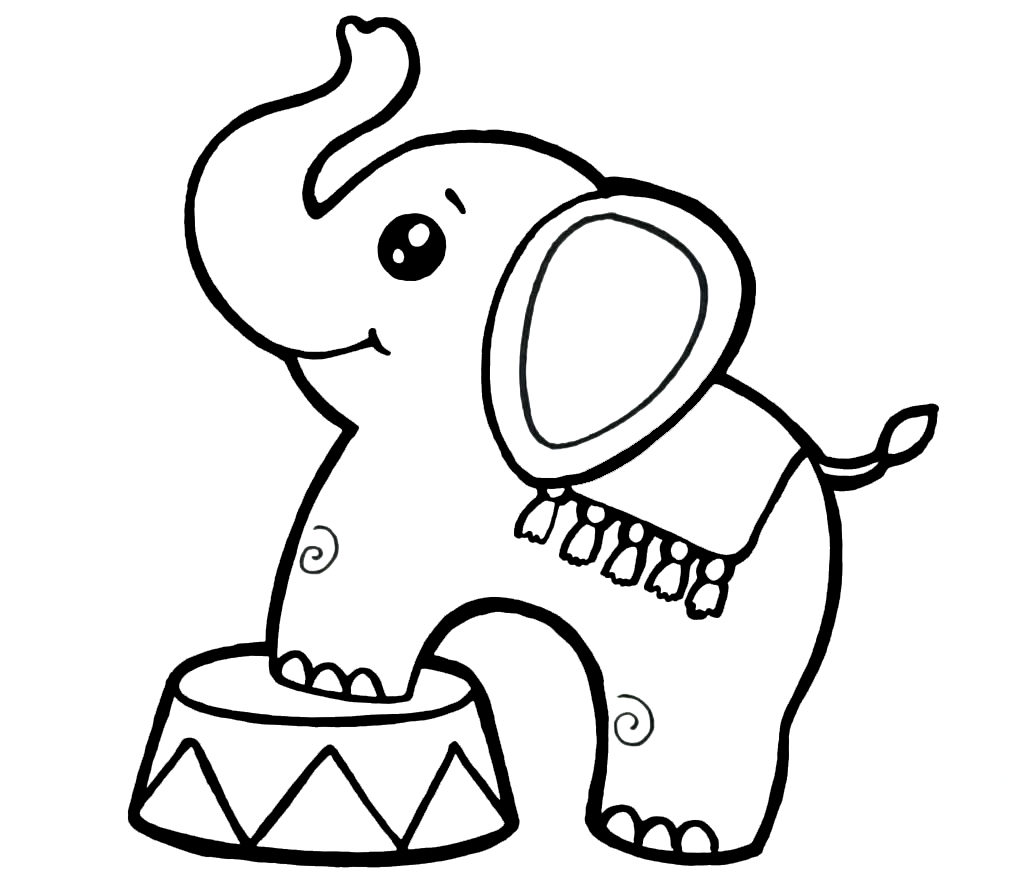 Ausmalbild Tiere für Kinder von 5-6 Jahren Elefant