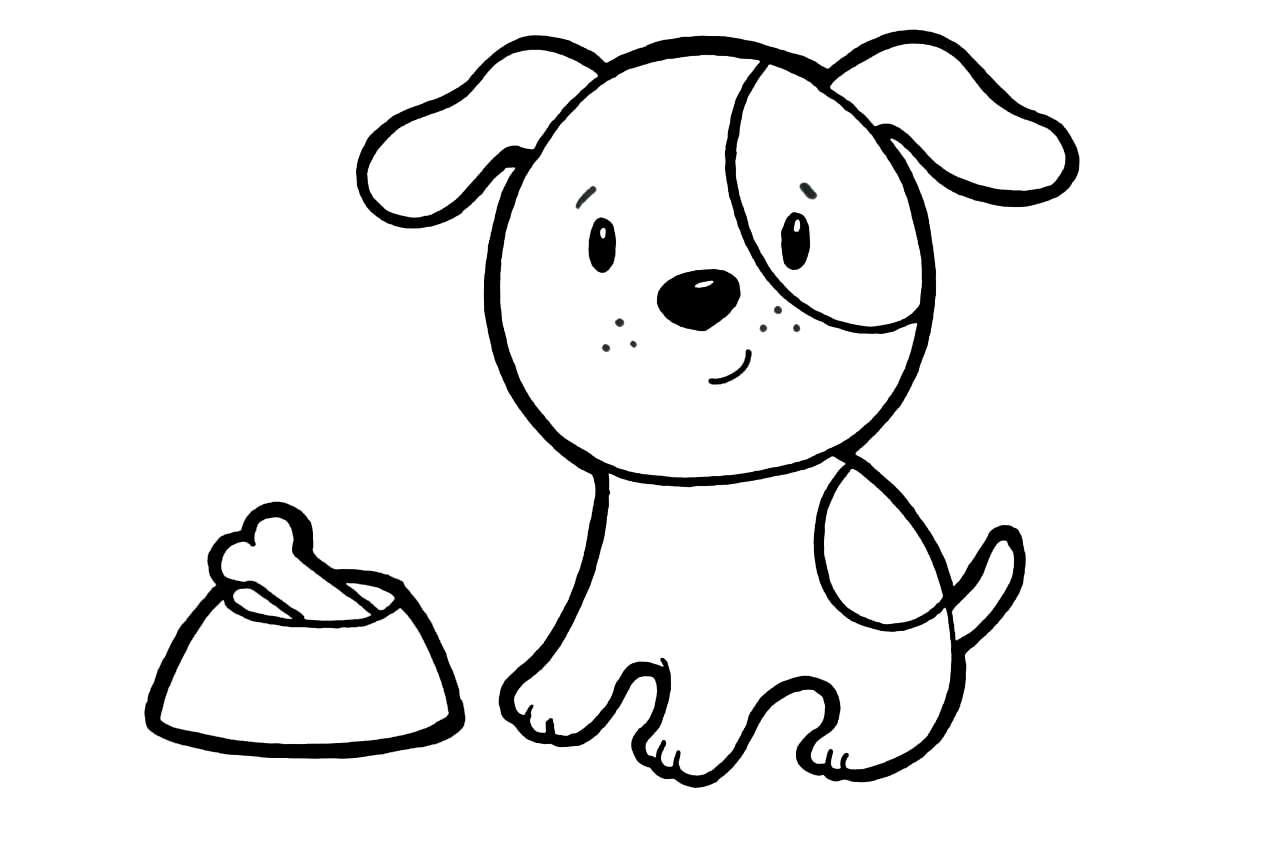 Coloring page Animals for children 5-6 years old Puppy