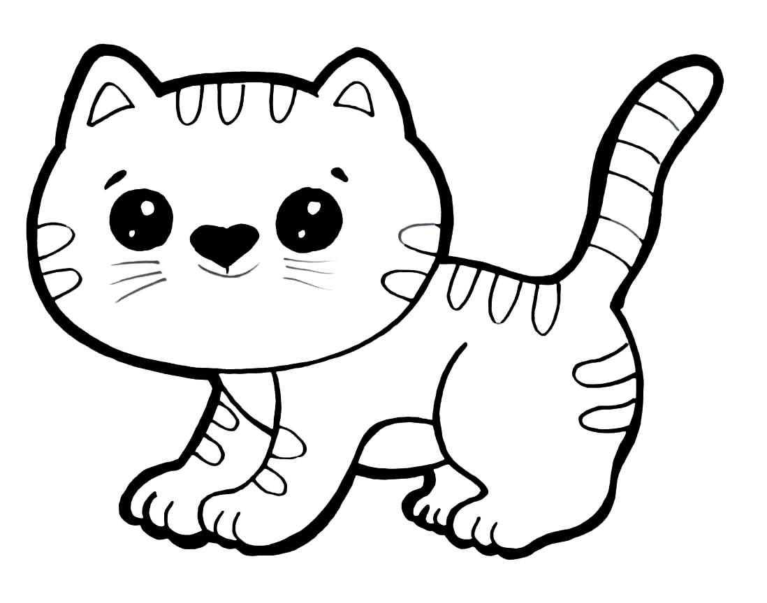 Para Colorear Animales para niños de 5-6 años Gato para niños de 5-6 años