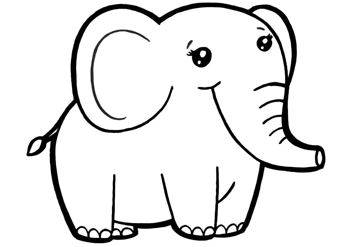 Ausmalbild Tiere für Kinder von 5-6 Jahren Der große Elefant