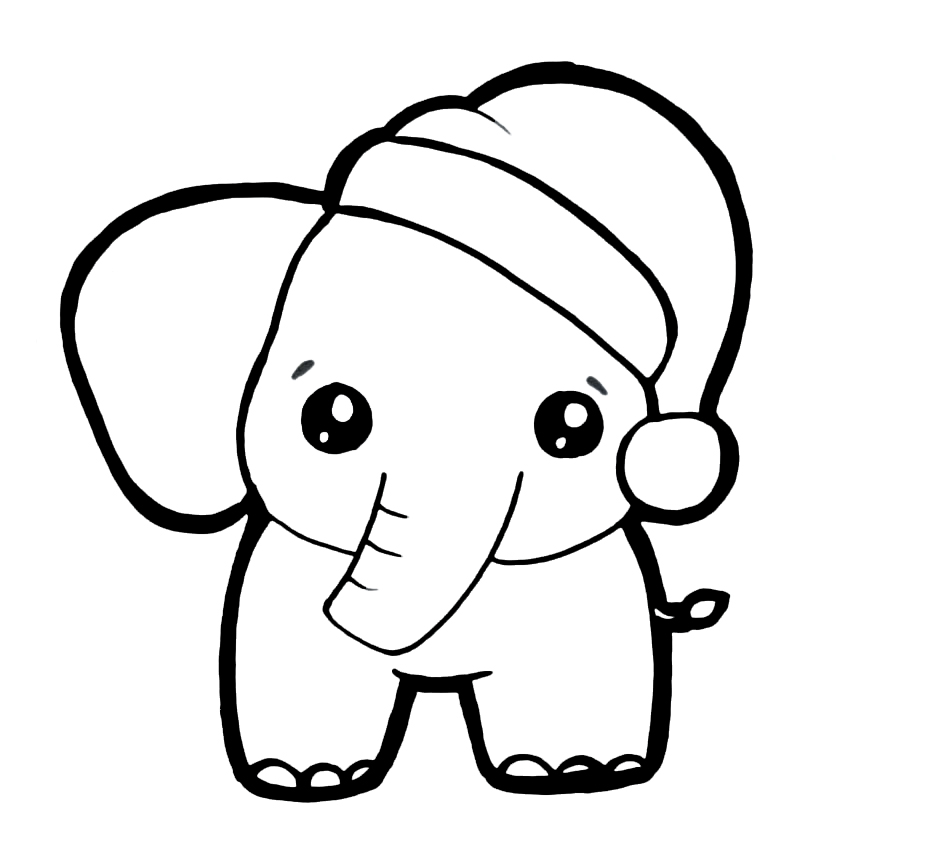Coloring page Animals for children 5-6 years old Cute elephant