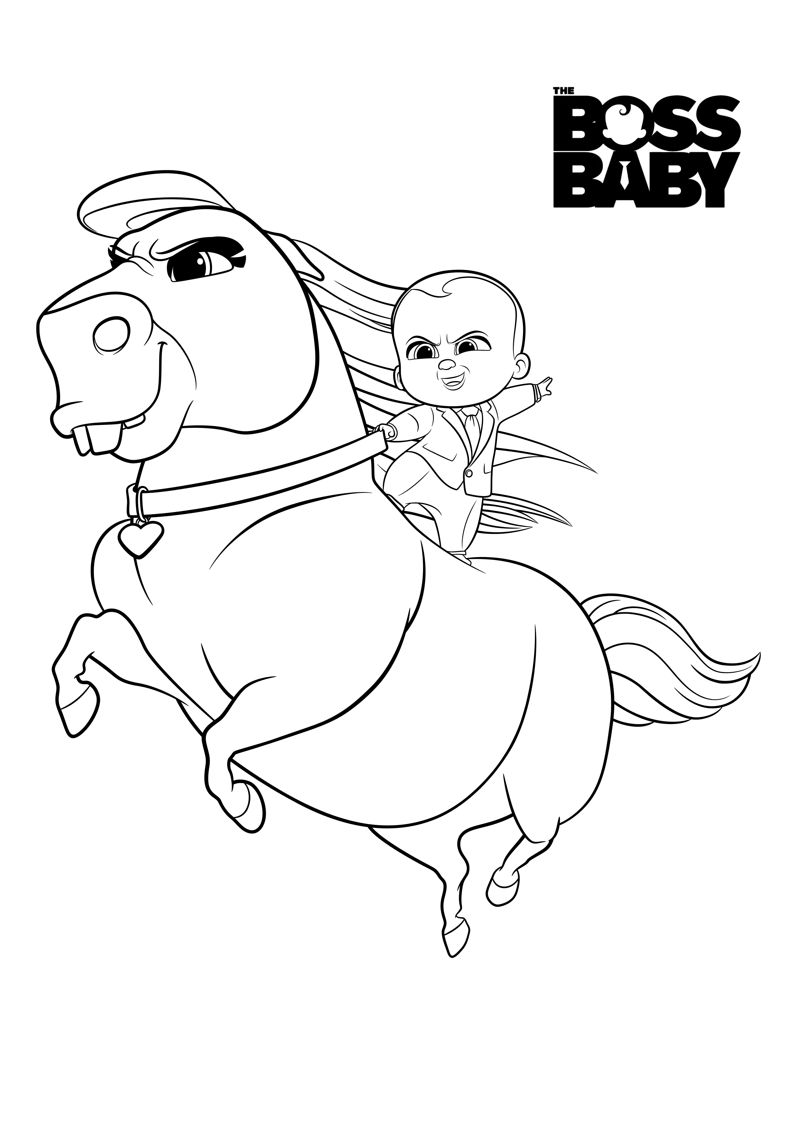 Coloring page Boss Baby 2 Boss baby and pony