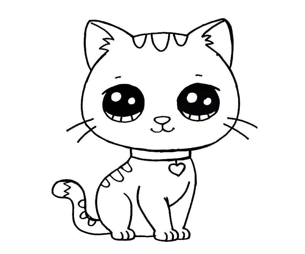 Chat dessin mignon de Coloriage chat