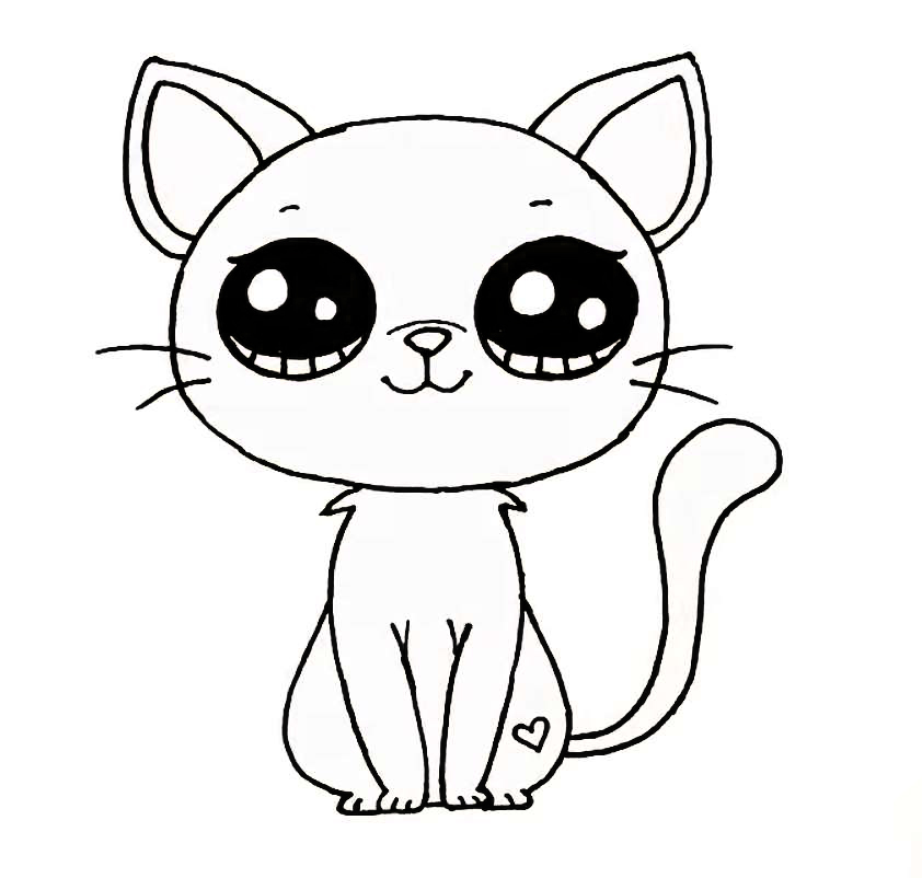 Раскраска Коты Кот с милыми глазами