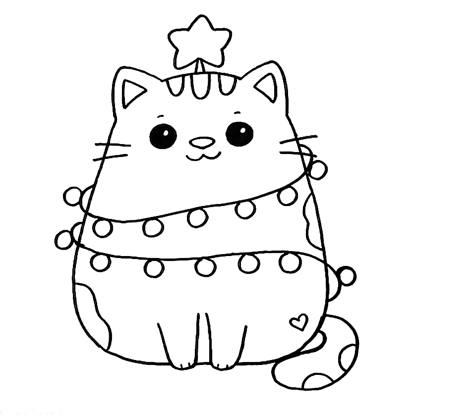 Coloring page Cats Cat in garlands
