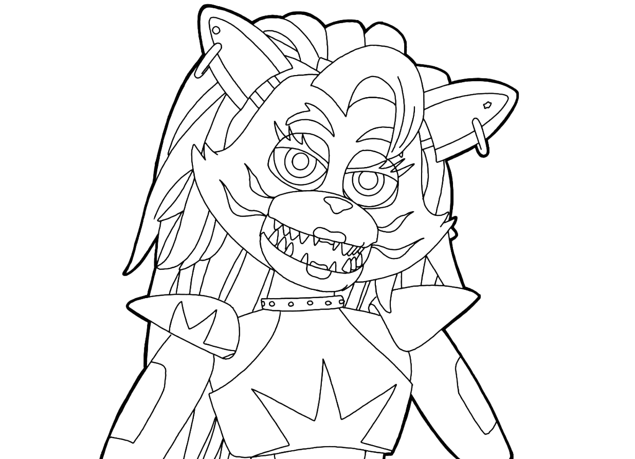 Coloring page FNAF 9 Roxy Wolf