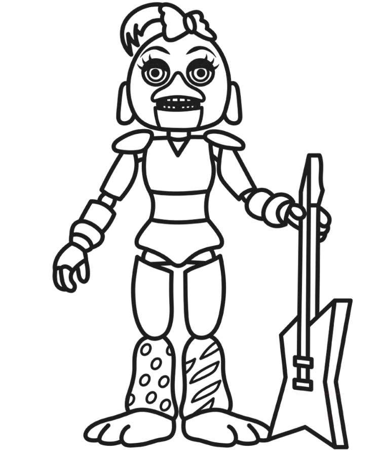 Coloring Pages FNAF 9 Chica Print.
