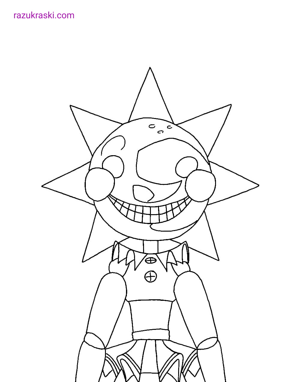 Coloring page FNAF 9 The sun from the game
