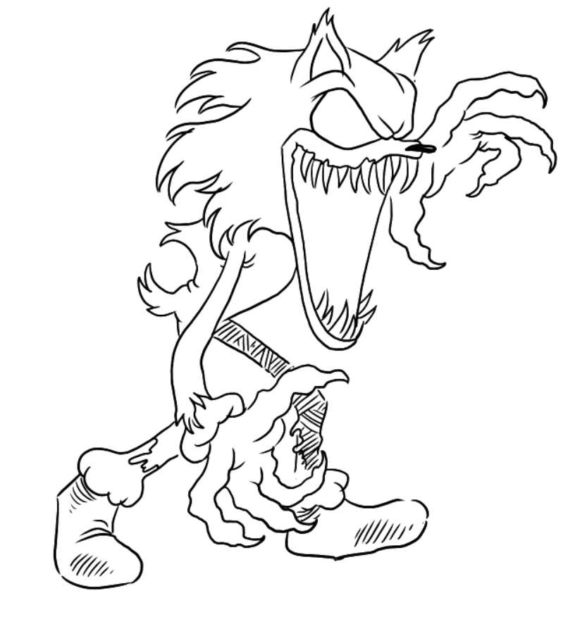 Coloring page FNF Evil Sonic