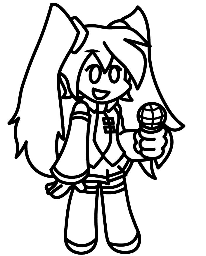 Coloring page FNF Hatsune Miku