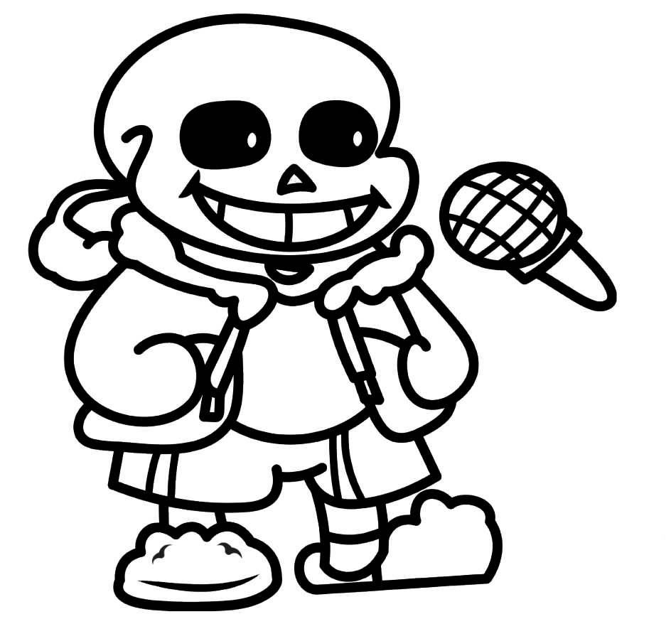Coloring page FNF Skeleton