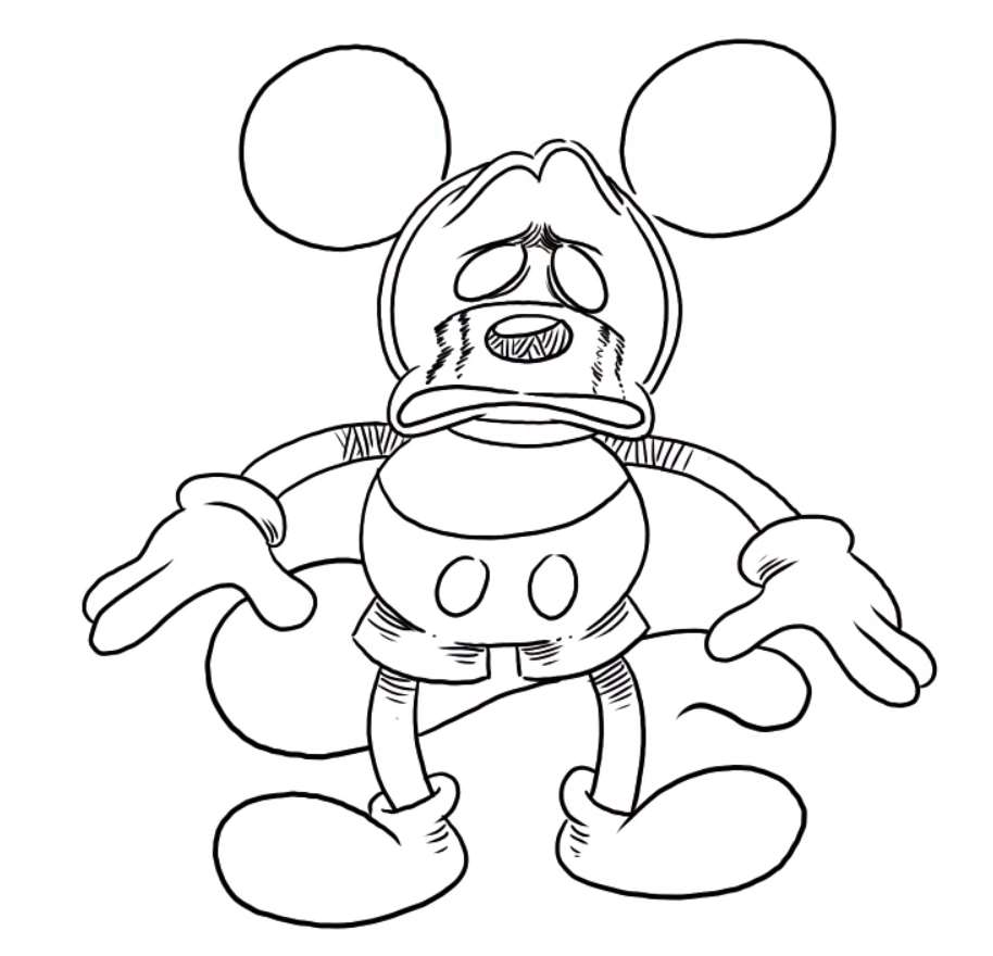 Ausmalbild FNF Traurig Mickey Mouse