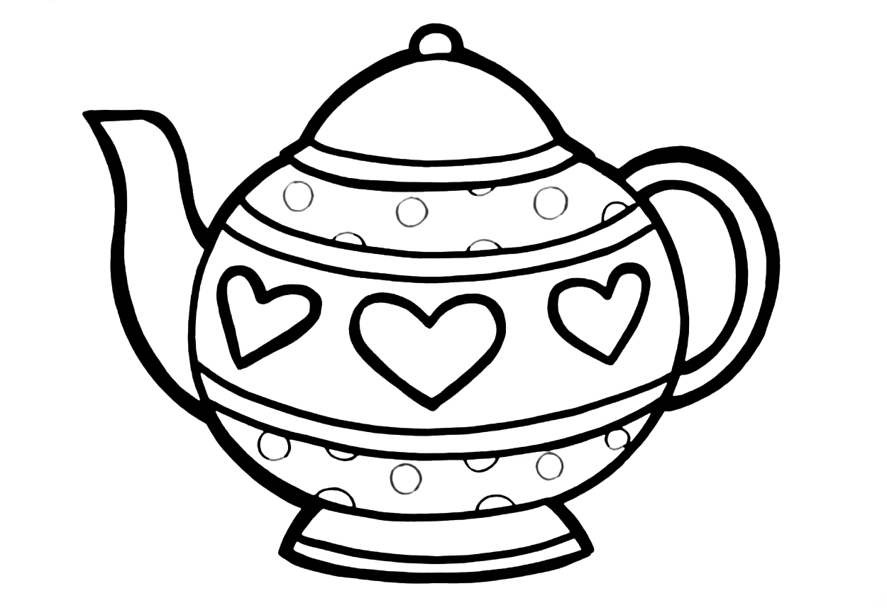Раскраска Для детей 7-8 лет Чайник для чаепития