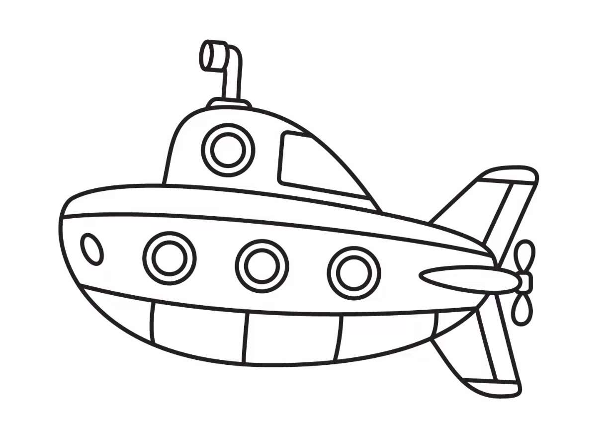 Раскраска Для детей 5-6 лет Подводная лодка для мальчиков