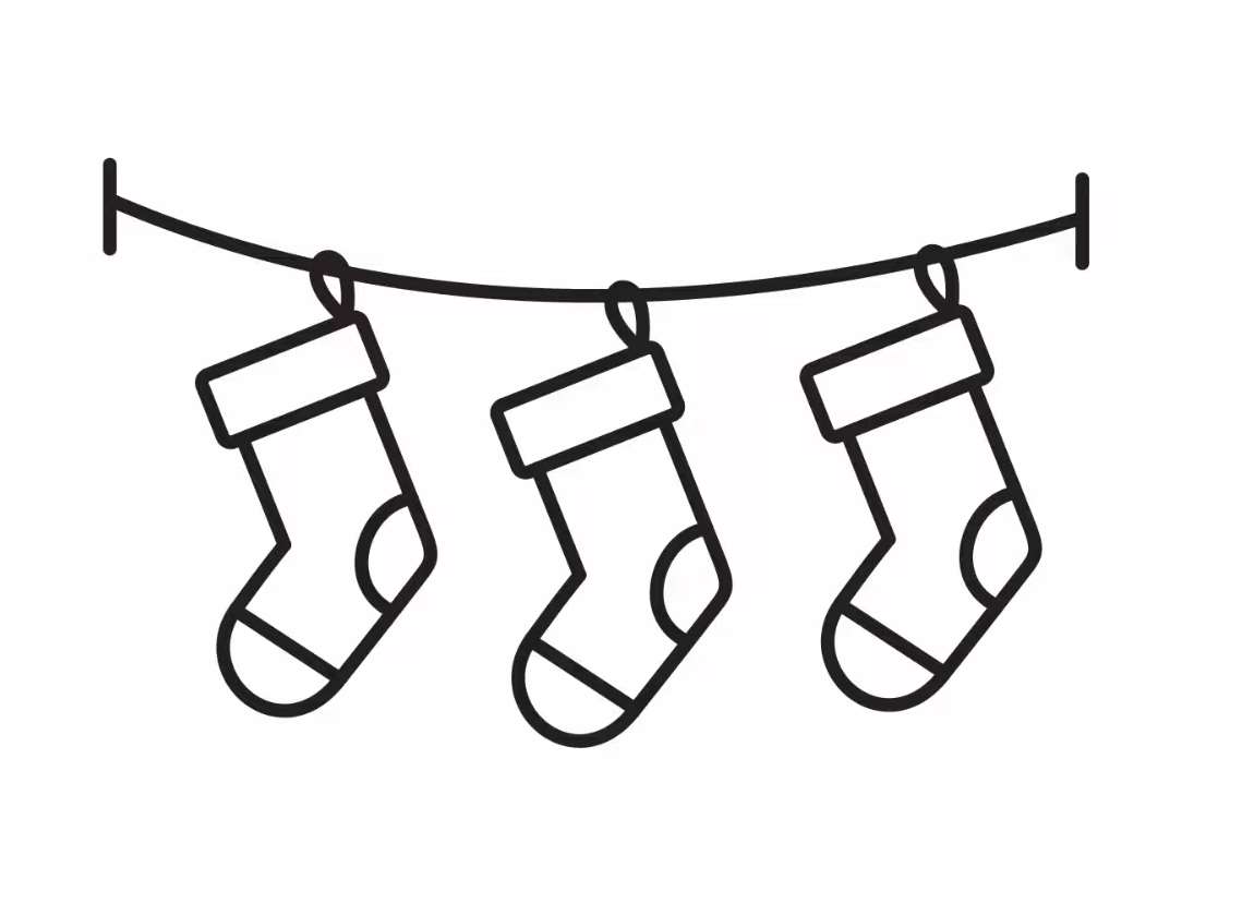 Раскраска Для детей 5-6 лет Рождественские носки