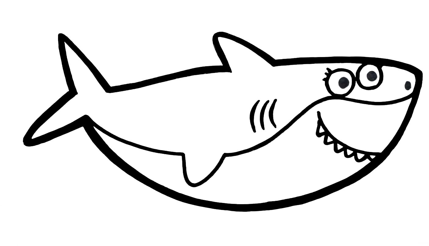 Ausmalbild Für Kinder Hai für Kinder