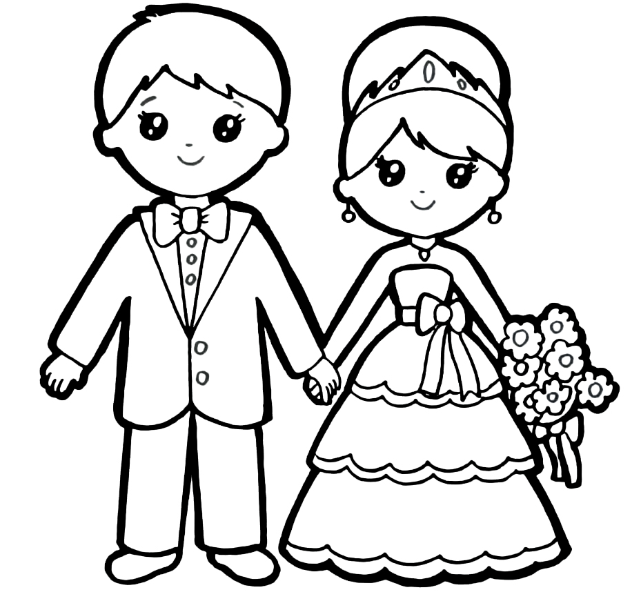 Coloring page For kids Wedding for girls