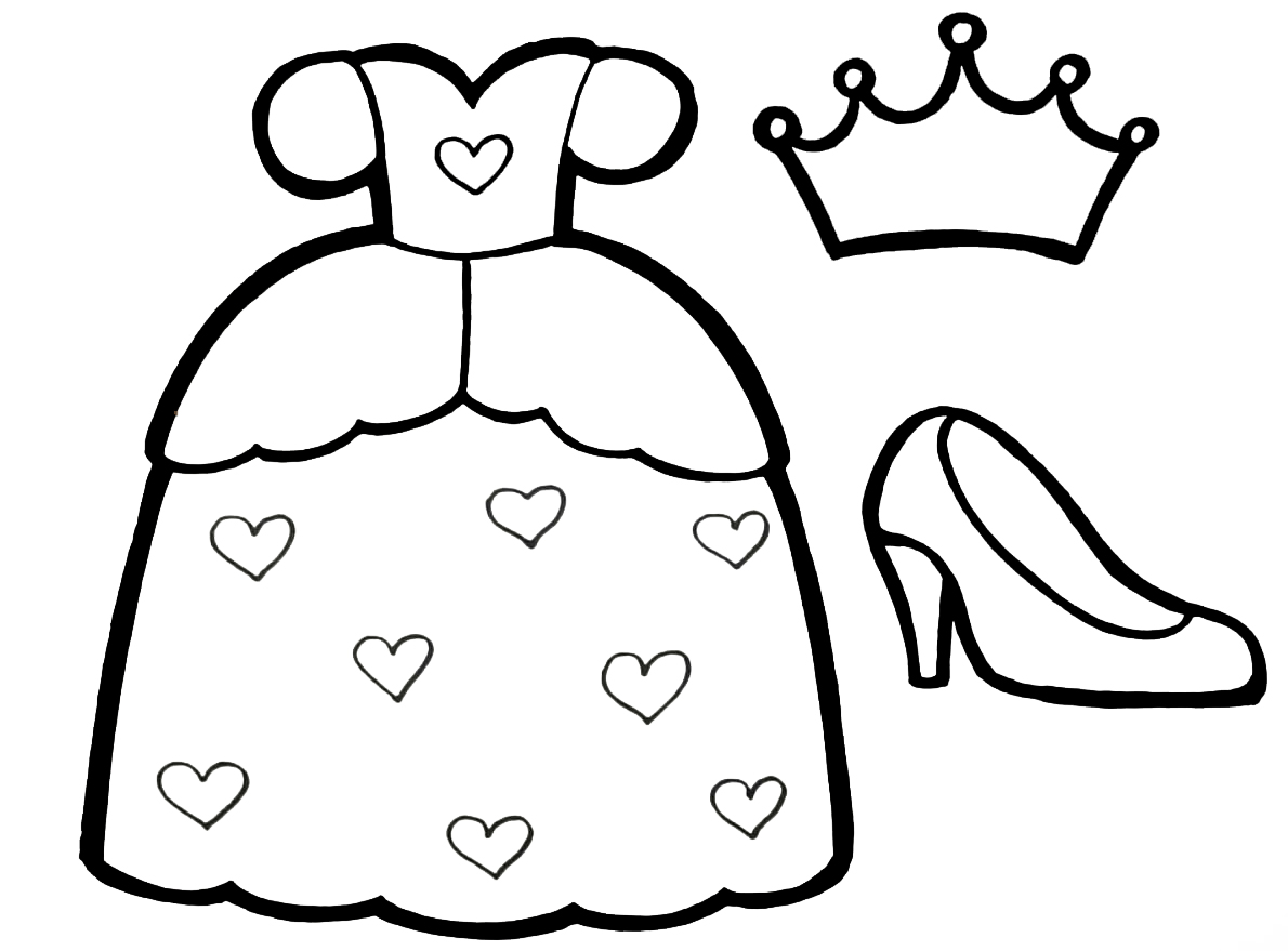 Coloring page For kids Dress for a princess