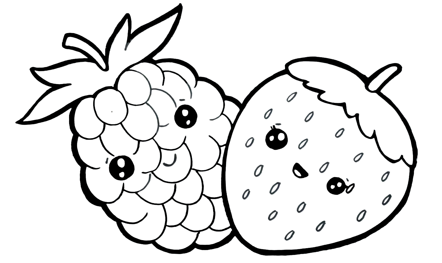 Coloring page For kids Strawberries and grapes