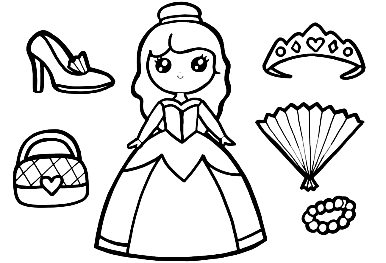 Coloring page For kids Princess for girls