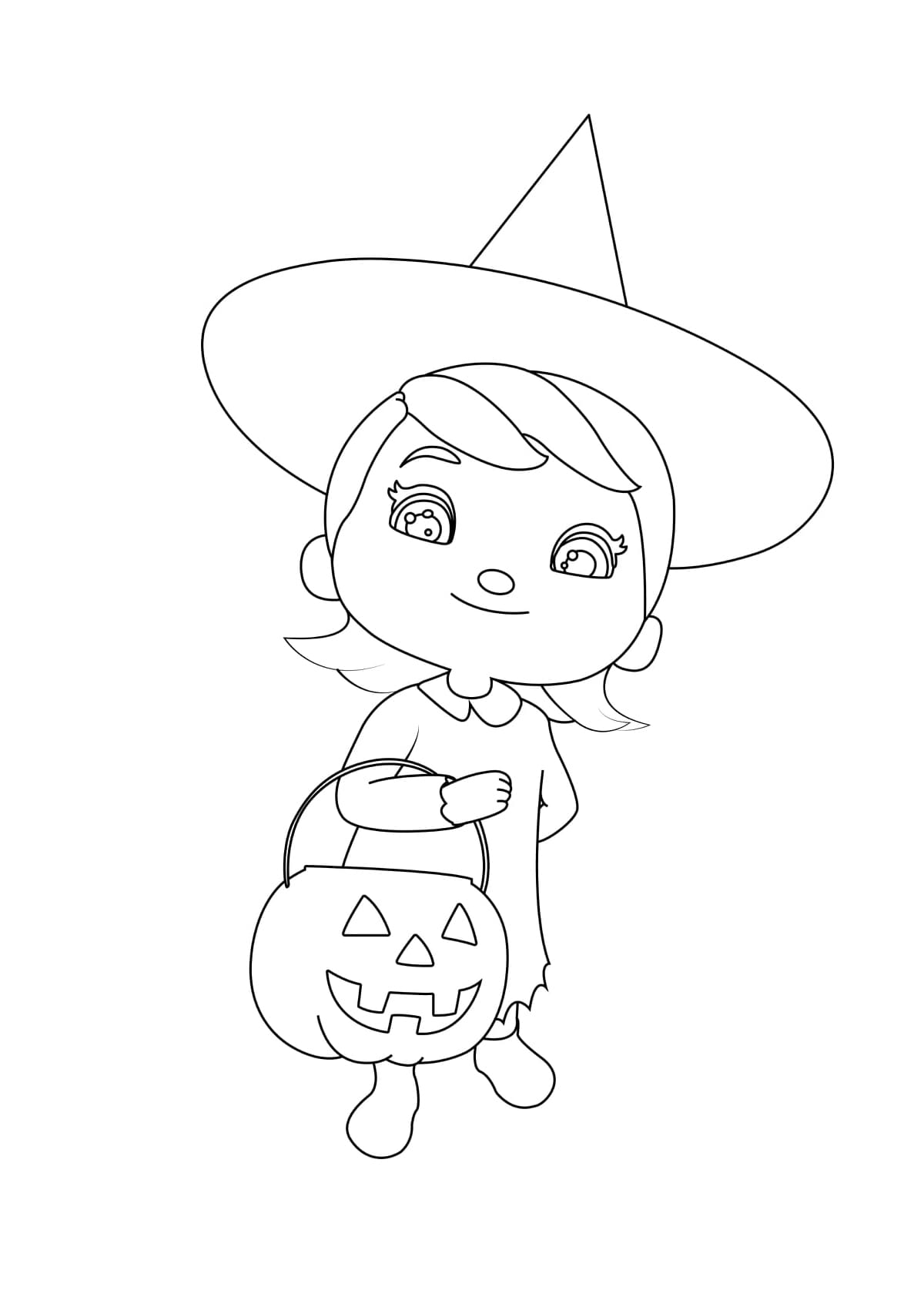 Ausmalbild Little Baby Bum Mia geht zu Halloween
