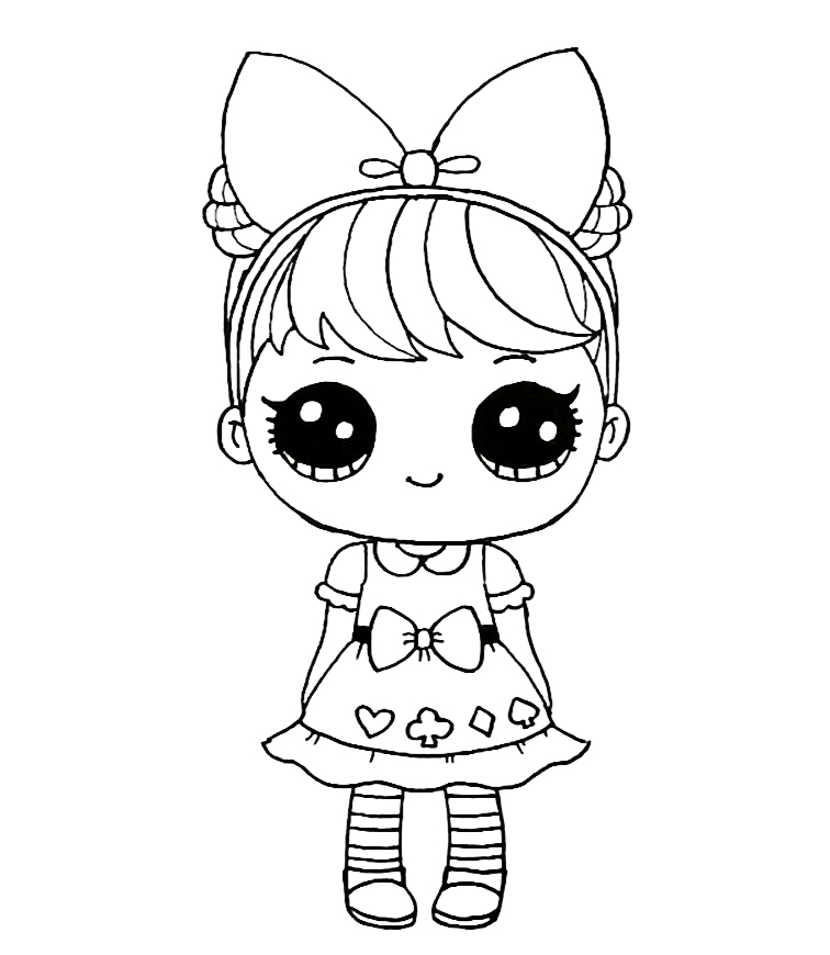 Coloring page LOL Suprise LOL doll with a bow