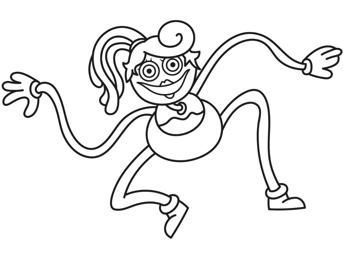 Coloriage Mommy Long Legs Monstre rose