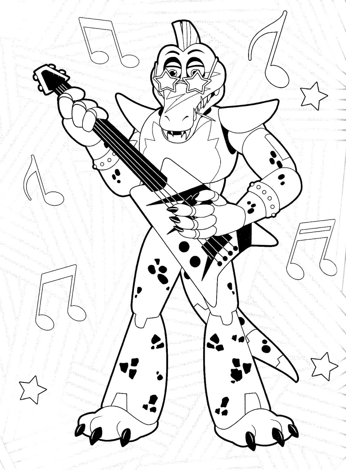 Coloring page Monty Monty and the guitar