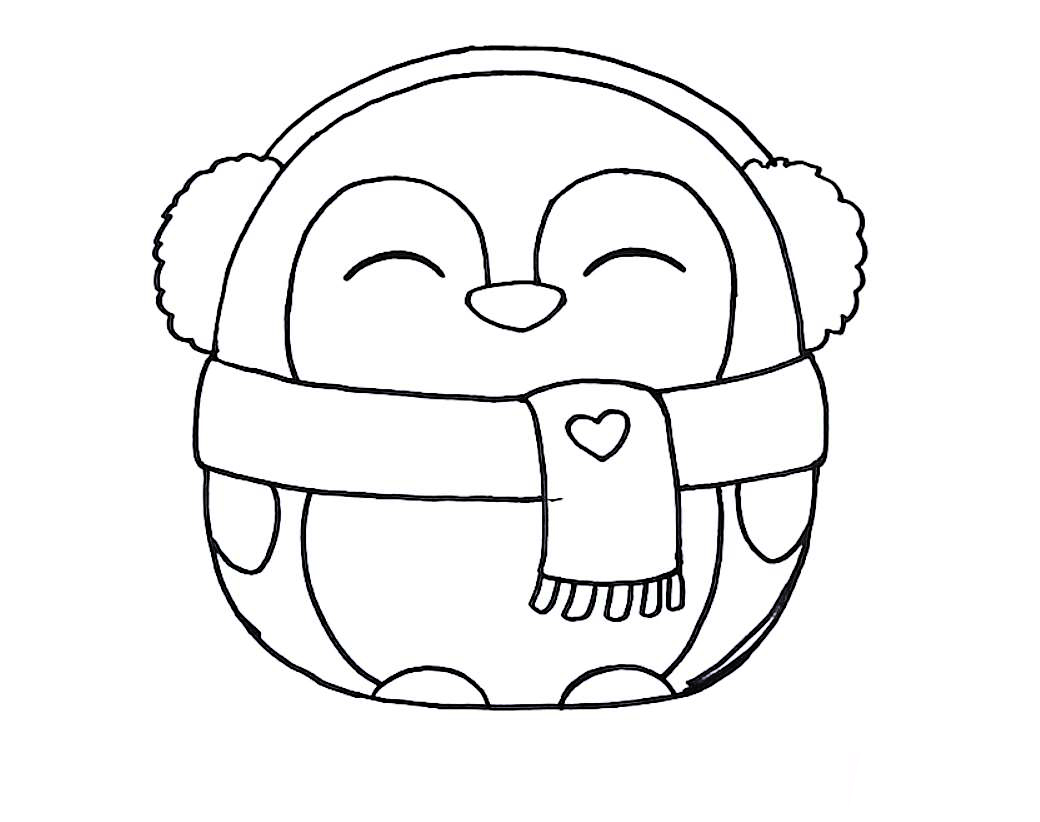 Coloring page Penguin Penguin with headphones