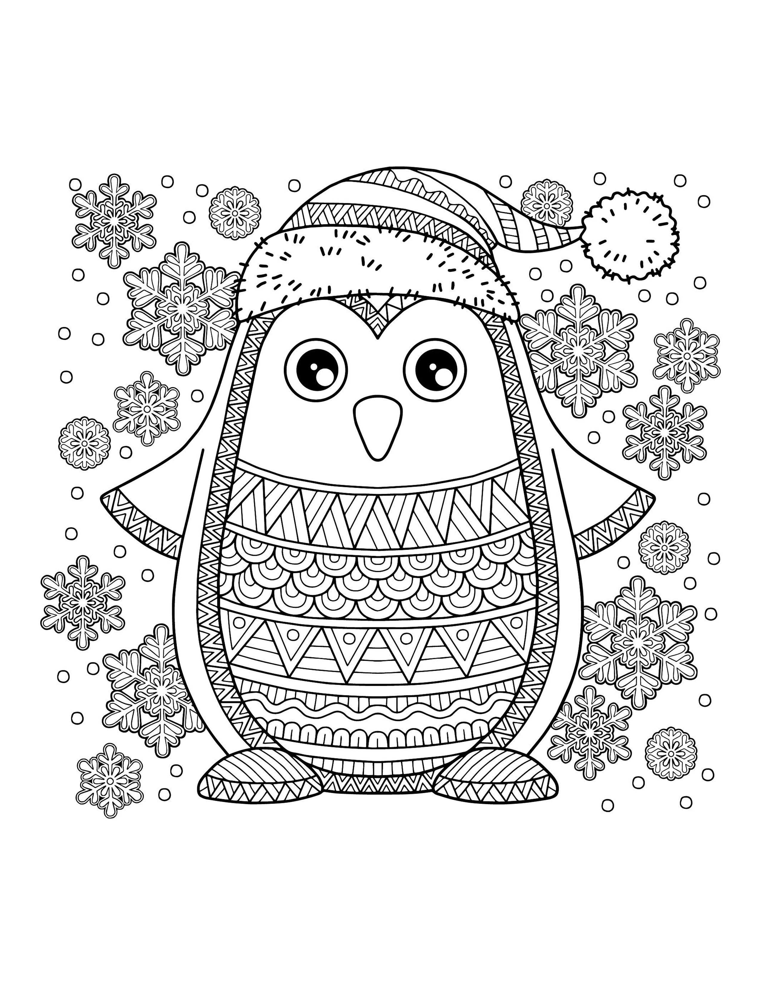 Coloring page Penguin Anti-stress penguin