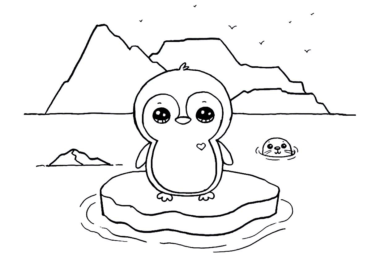 Coloring page Penguin Penguin in Antarctica