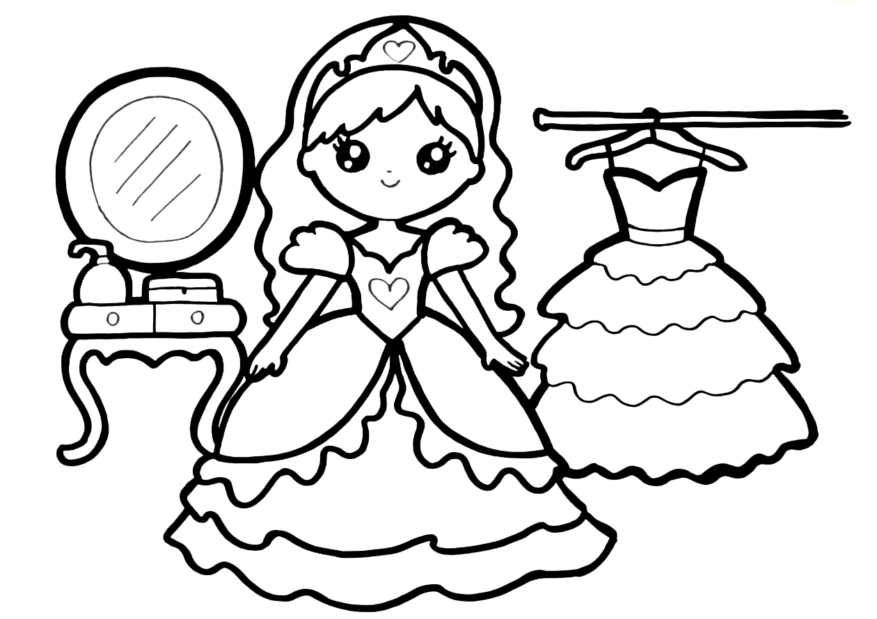 Coloring page Princesses for girls The princess is going to the ball