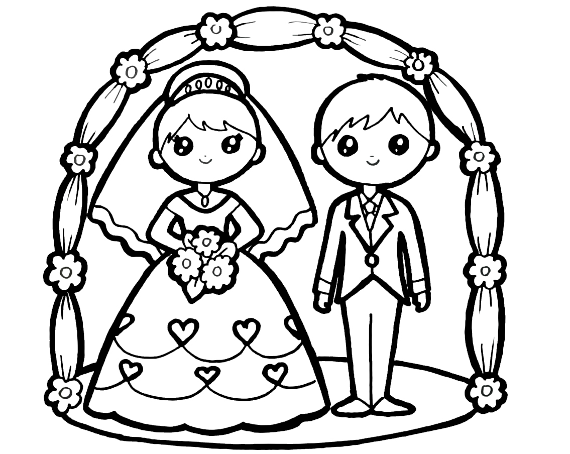 Coloring page Princesses for girls Wedding