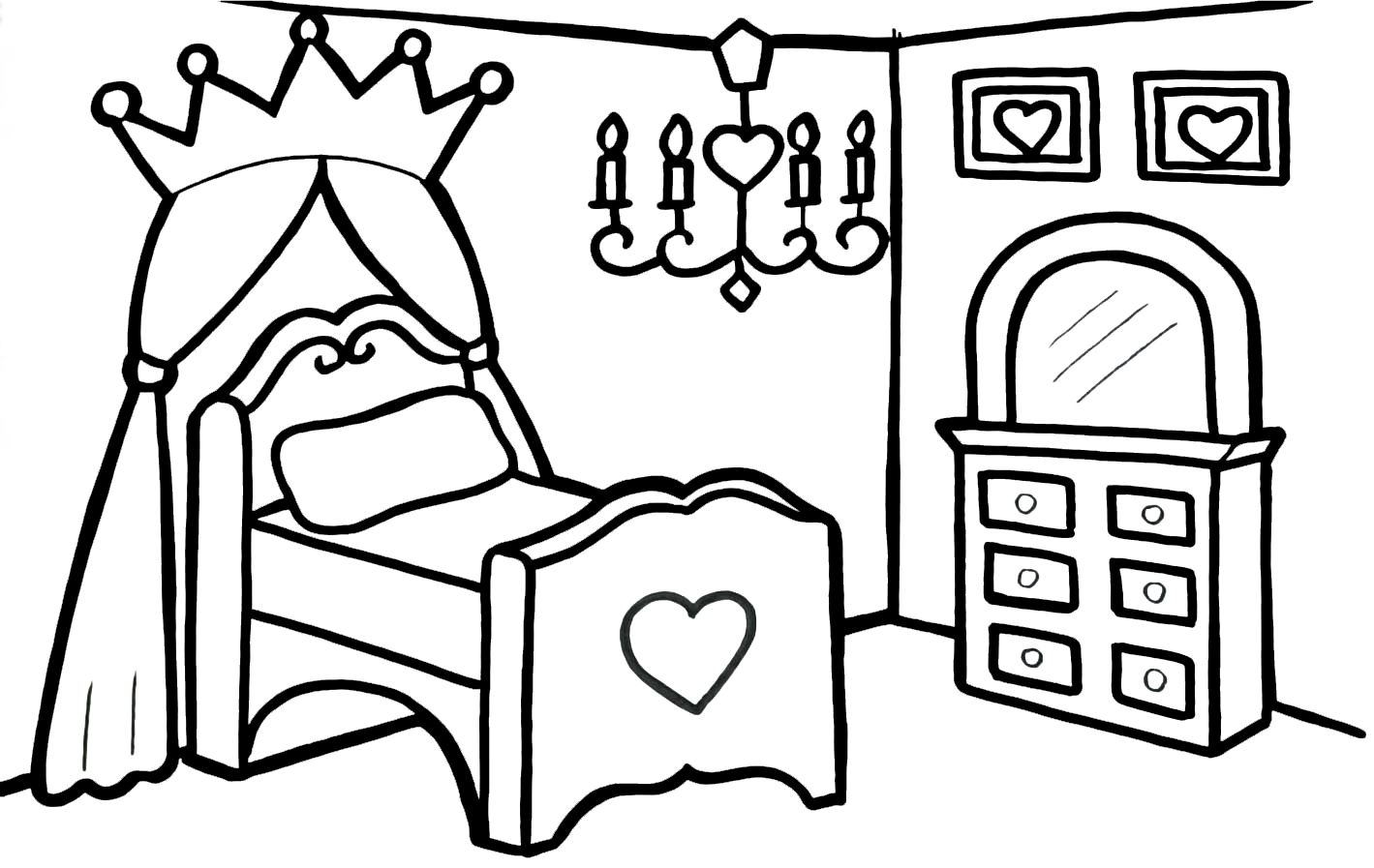 Coloring page Princesses for girls Princess Room for Girls