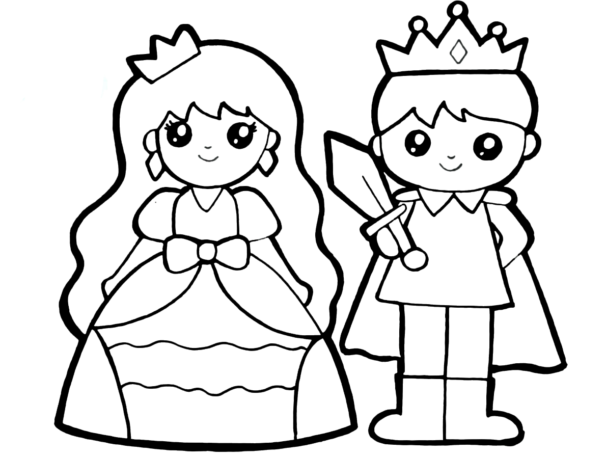 Раскраска Принцессы для девочек Принц и принцесса