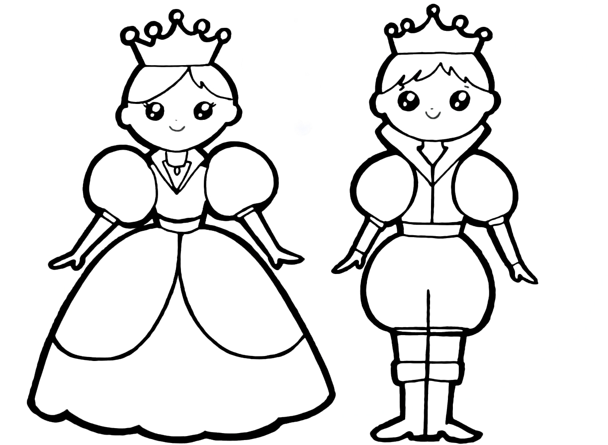 Раскраска Принцессы для девочек Король и королева