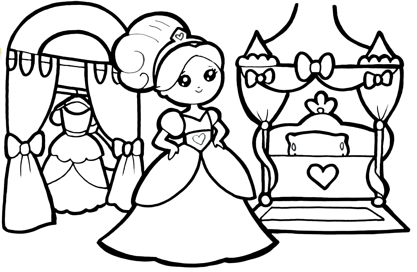 Coloring page Princesses for girls Princess Room
