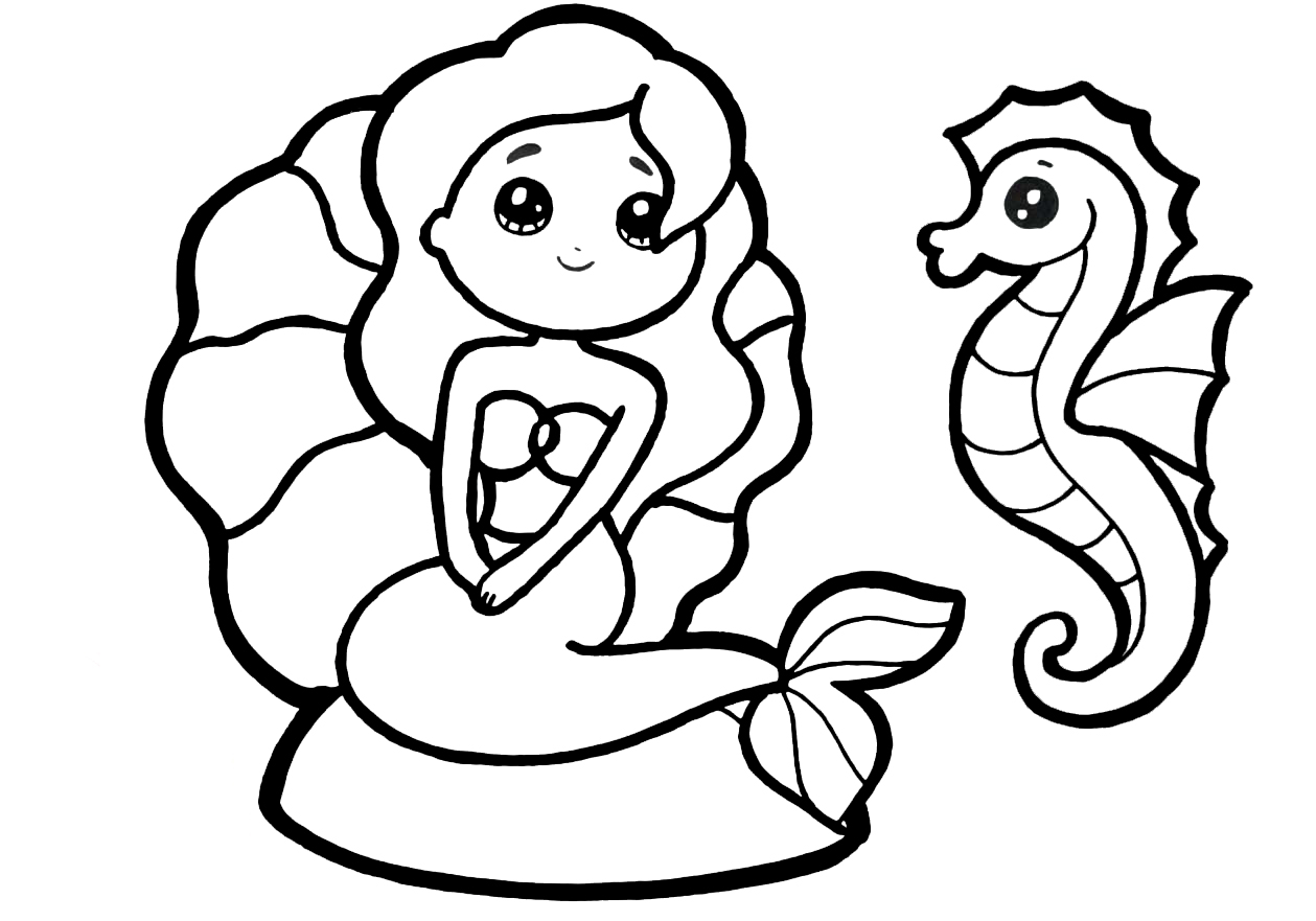Coloring page Princesses for girls The Little Mermaid Ariel for girls 6-7 years old